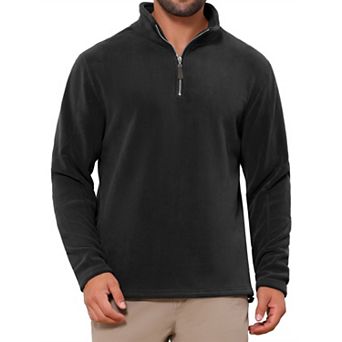 Men's Solid Color Stand Collar Half-Zip Long Sleeve Fleece Pullover Sweatshirt