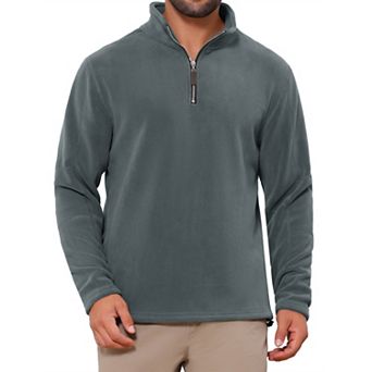 Men's Solid Color Stand Collar Half-Zip Long Sleeve Fleece Pullover Sweatshirt