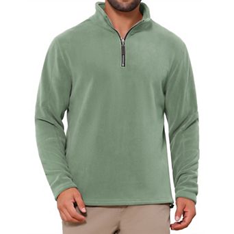 Men's Solid Color Stand Collar Half-Zip Long Sleeve Fleece Pullover Sweatshirt