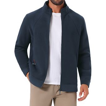 Men's Winter Solid Color Stand Collar Zipper Soft Fleece Jacket