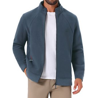 Men's Winter Solid Color Stand Collar Zipper Soft Fleece Jacket