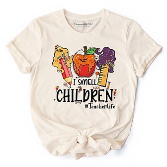 I Smell Children Witch Teacher Life T-Shirt, Back To School Halloween Tee