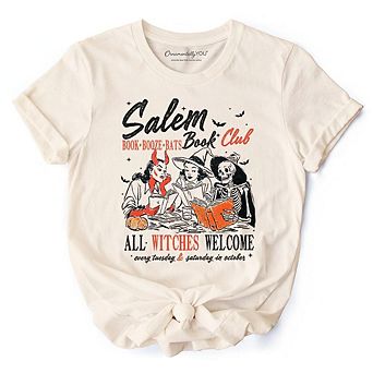 Salem Book Club Witches T-Shirt, Spooky Halloween Reading Girl Tee