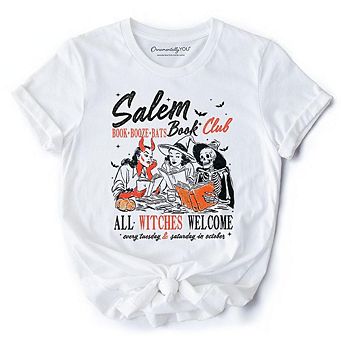 Salem Book Club Witches T-Shirt, Spooky Halloween Reading Girl Tee
