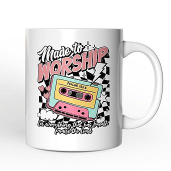 Made to Worship Christian Retro Mug, Psalm 150:6 Bible Verse Gift