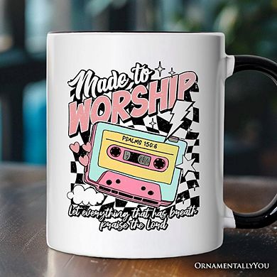Made to Worship Christian Retro Mug, Psalm 150:6 Bible Verse Gift