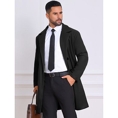 Men's Winter Overcoat Double Breasted Quilted Lined Solid Color Long Coat
