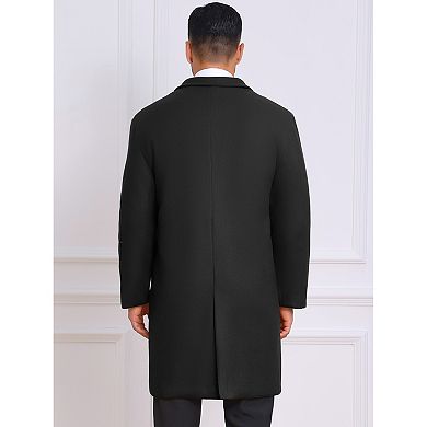 Men's Winter Overcoat Double Breasted Quilted Lined Solid Color Long Coat