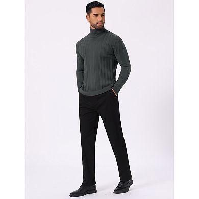 Men's Turtleneck Sweaters Solid Color Turtle Neck Warm Knitted Pullover Sweaters