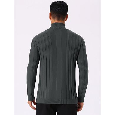 Men's Turtleneck Sweaters Solid Color Turtle Neck Warm Knitted Pullover Sweaters