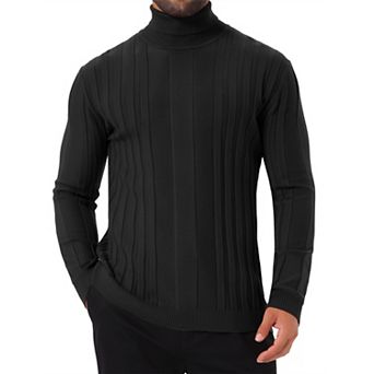 Men's Turtleneck Sweaters Solid Color Turtle Neck Warm Knitted Pullover Sweaters
