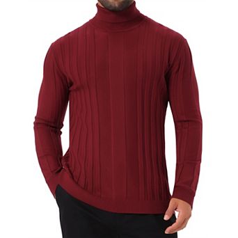 Men's Turtleneck Sweaters Solid Color Turtle Neck Warm Knitted Pullover Sweaters