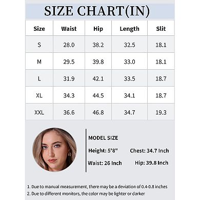 Women's Denim Skirt Side Split Rhinestones High Waist Stretchy Pencil Midi Jean Skirts