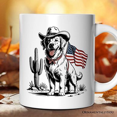American Cowboy Dog Mug, Western 4th of July Gift