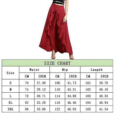 Women Ruffle High Waist Pants Skirt Split Long Maxi Palazzo skirt