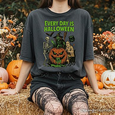 Every Day Is Halloween T-Shirt, Vintage Pumpkin Witch Spooky Tee for Eternal Spook Enthusiasts