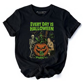 Every Day Is Halloween T-Shirt, Vintage Pumpkin Witch Spooky Tee for Eternal Spook Enthusiasts