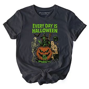 Every Day Is Halloween T-Shirt, Vintage Pumpkin Witch Spooky Tee for Eternal Spook Enthusiasts