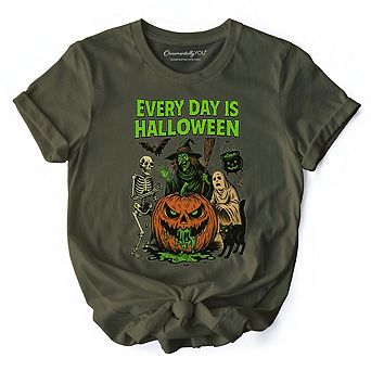 Every Day Is Halloween T-Shirt, Vintage Pumpkin Witch Spooky Tee for Eternal Spook Enthusiasts
