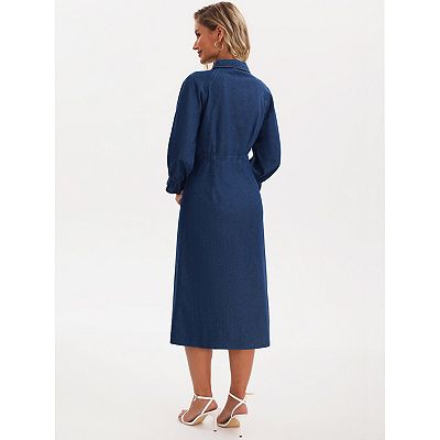 button down casual dress Wocrolse Womens Spring Summer Casual Dress Short Sleeve High Waist Solid  Button Front Belted Shirt Dress at Amazon Women's Clothing store