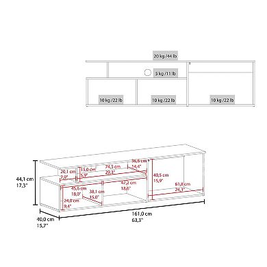 Dilkon TV Stand with Drop-Down Door, Hinged Door,Cable Management, Natural Oak and White
