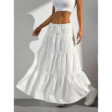 Women's Skirts Elegant Maxi Skirt Elasticated Waist Pleated A Line Skirts Boho for Casual