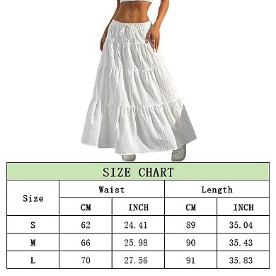 Women's Skirts Elegant Maxi Skirt Elasticated Waist Pleated A Line Skirts Boho for Casual