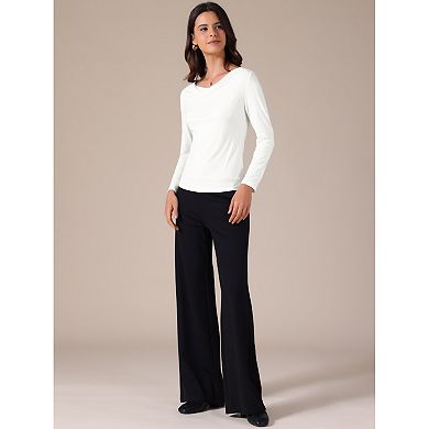 Women's Cowl Neck Long Sleeves Fitted Layering Top Soft T-Shirt