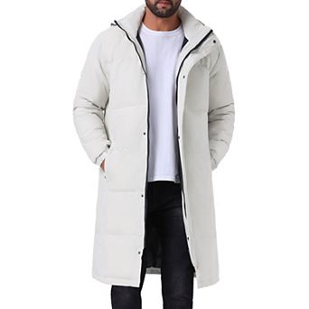 Men's Winter Full-Zip Winter Detachable Hooded Long Quilted Puffer Jacket