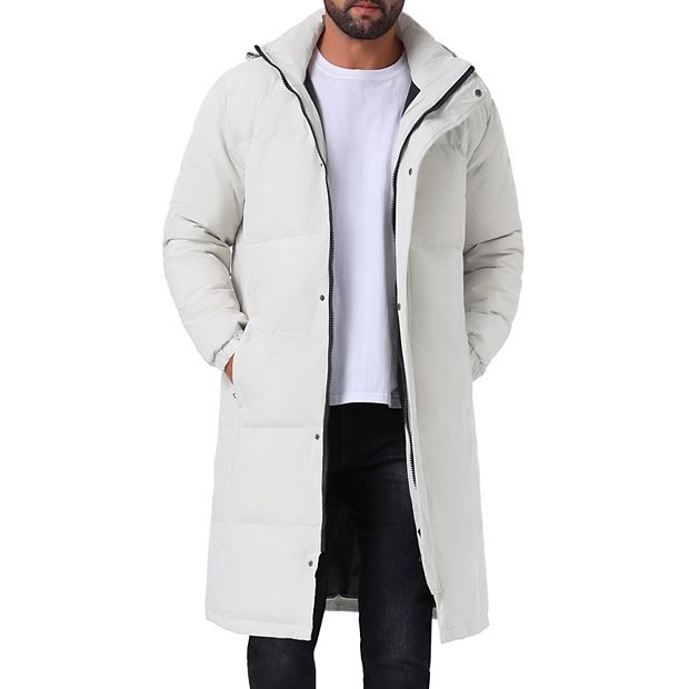 Men's Winter Full-Zip Winter Detachable Hooded Long Quilted Puffer