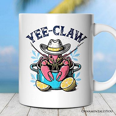 Crawfish Yee-Claw Western Cowboy Mug, Summer Boil Season Gift for Fish