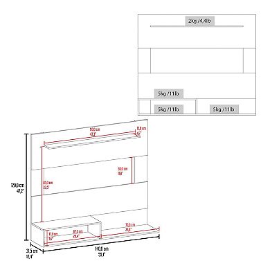 Irmo Wall-Mounted Entertainment Center with Shelves, White