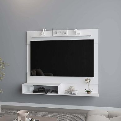 Irmo Wall-Mounted Entertainment Center with Shelves, White