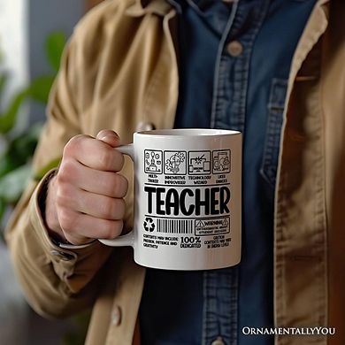 Teacher Label Mug, Funny Barcode for Dedicated Educators Gift