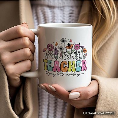 Helping Little Minds Grow Teacher Mug, Floral Appreciation Gift