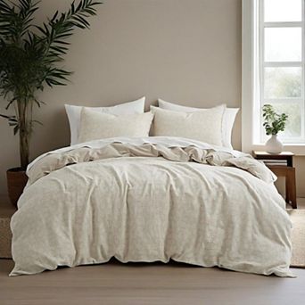 Unikome Linen-Cotton Blend Duvet Cover Set - Soft, Breathable & Textured Bedding Set