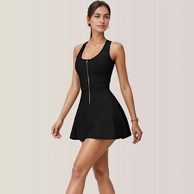 Women's Activewear Romper with Skirt Overlay and Built-In Shorts Design