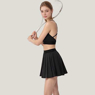 Women's Strappy Sports Bra with Scoop Neck and Wide Underband for Light to Medium Support