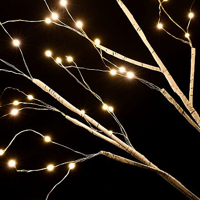 LuxenHome Pre-lit 47.24" White Birch Artificial Tree