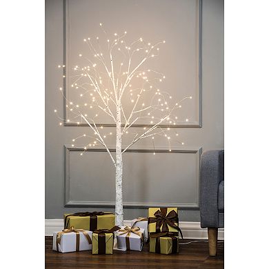 LuxenHome Pre-lit 47.24" White Birch Artificial Tree
