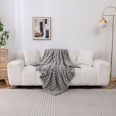Kate Aurora Modern Lux Ultra Soft and Plush Ribbed Accent Throw Blanket