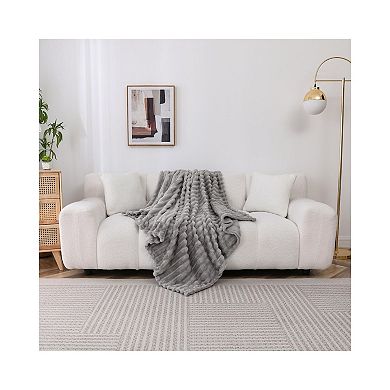 Kate Aurora Modern Lux Ultra Soft and Plush Ribbed Accent Throw Blanket