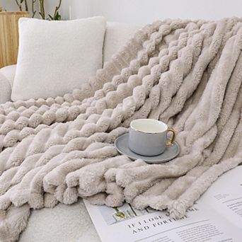 Kate Aurora Modern Lux Ultra Soft and Plush Ribbed Accent Throw Blanket