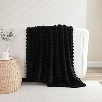 Kate Aurora Modern Lux Ultra Soft and Plush Ribbed Accent Throw Blanket