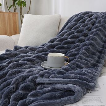 Kate Aurora Modern Lux Ultra Soft and Plush Ribbed Accent Throw Blanket