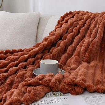 Kate Aurora Modern Lux Ultra Soft and Plush Ribbed Accent Throw Blanket