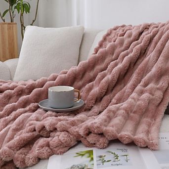 Kate Aurora Modern Lux Ultra Soft and Plush Ribbed Accent Throw Blanket