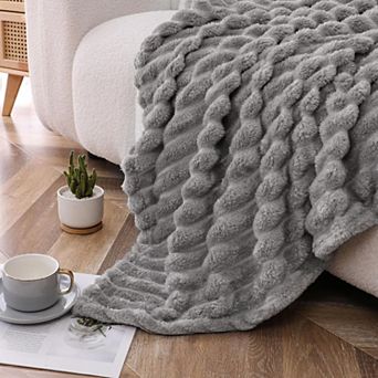 Kate Aurora Modern Lux Ultra Soft and Plush Ribbed Accent Throw Blanket