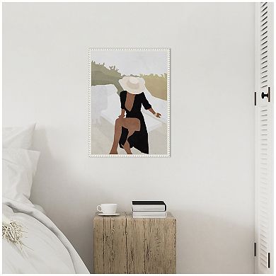 Sylvie Elegant Woman in Hat Framed Canvas by July Art Prints