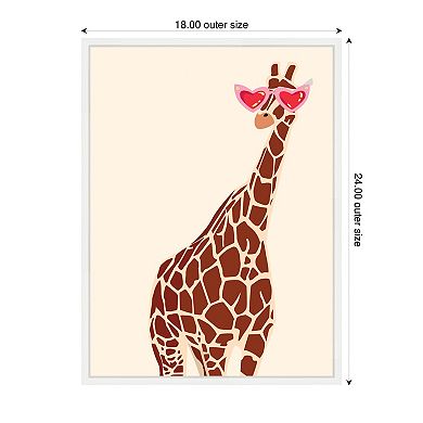 Sylvie Giraffe in Preppy Cute Heart Sunglasses Framed Canvas by Honey Island Studio
